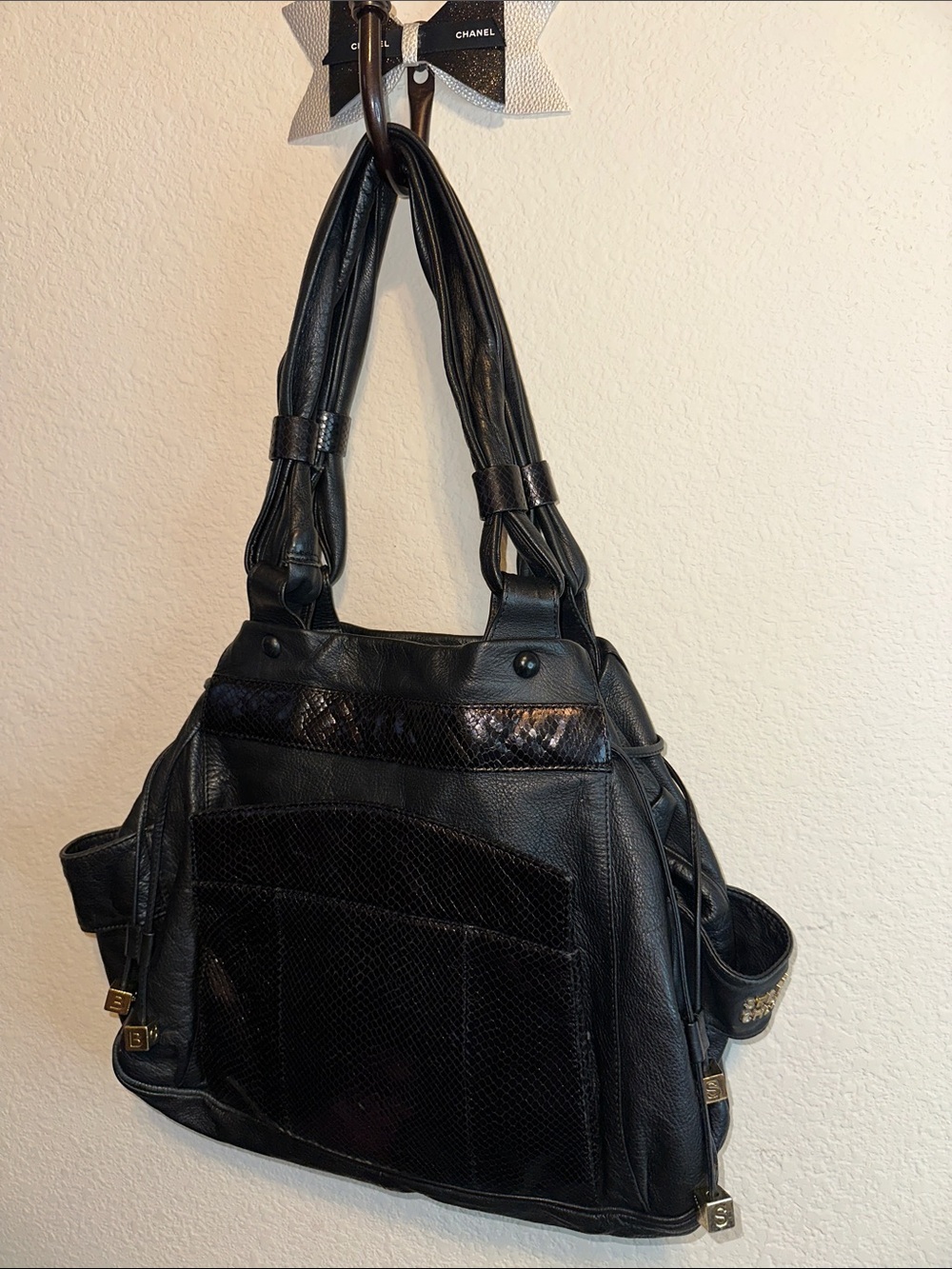See By Chloé Black Leather Shoulder Bag with Textured Accents